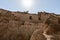 The courtyard  ruins of the palace of King Herod - Herodion in the Judean Desert, in Israel