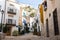 Courtyard in Santa Cruz old historic district of Alicante stairway leading to Santa Barbara mountain