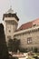 Courtyard of Smolenice castle and nice view of tower of the castle, built in the 15th century, Smolenice, Slovakia