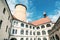 Courtyard of Veveri castle, blue filter