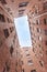 Courtyard-well. The bottom view upwards. Saint Petersburg, Russia