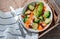 Couscous with broccoli, avocados, carrots