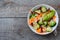 Couscous with broccoli, avocados, carrots