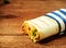 Couscous Filled Grilled Burrito Wrap on Wood Table