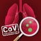 CoV corona virus concept with magnifier virus in lung human vector design