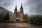 Covadonga, Spain. May 23, 2022. Imposing cathedral of Covadonga between the mountains