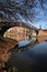 Coventry canal waters oxford canal route reflections of bridge and buildings hawkesbury junction