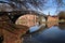 Coventry canal waters oxford canal route reflections of bridge and buildings hawkesbury junction