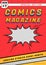 Cover comic book. Funny superhero magazine, edit page with title. Art graphic poster, funny children or teenagers
