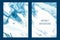 Cover design template set with blue creative abstract hand painted background, vector