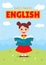 Cover english girl book. Teenager schoolgirl student, isolated background. Vector background. School education