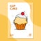Cover and poster design template with a cup cake