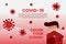 Cover your cough illustration for Covid-19 Coronavirus or 2019-ncov in red flat style design background. premium vector EPS10