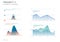 Coverage audience data charts in color. Finance elements charts.