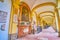 The covered arcade aisle in St Sebastian Cemetery in Salzburg, Austria