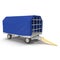 Covered Blue Airport Luggage Trailer. 3D Illustration, isolated, on white