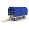 Covered Blue Airport Luggage Trailer. 3D Illustration, isolated, on white