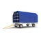 Covered Blue Airport Luggage Trailer. 3D Illustration, isolated, on white