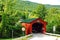 A covered bridge in the countryside of Vermont
