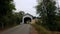 Covered bridge Harris Bridge 1929 and road or path with trees