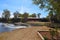 Covered bridge and landscaping