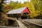 Covered bridge over Pemigewasset River in New Hampshire