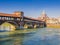 Covered Bridge over river Ticino, Pavia, Italy