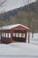 Covered bridge after snow fall