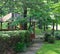 Covered Deck surrounded with plants and trees in the Spring/Summer