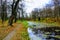 Covered with a duckweed pond in the park in the estate of Count Leo Tolstoy in Yasnaya Polyana