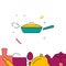 Covered frying pan filled line icon, simple vector illustration