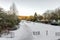 Covered with snow central alley in Seaton Park, Aberdeen, Scotland