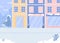 Covered with snow street flat color vector illustration