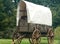 Covered vintage pioneer wagon