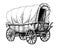 Covered wagon stagecoach retro sketch hand drawn engraving style