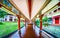 Covered Walkway beside Sangha Quarters and Hall of Precepts at The Kong Meng San Phor Kark See Monastery in Bishan, Singapore.