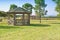 Covered wooden gazebos in a italian countyside Tuscany - Italy