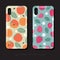 Covers for iPhone X. Juicy fruit pattern of persimmons with leaves and flowers. Strawberry pattern with leaves and flowers.