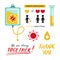 Covid-19, 2019-nCoV virus. Vector Plasma Donation volunteer infographic, symbols, icons. Disease epidemic of pneumonia