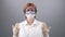 COVID-19. 2019 Novel Coronavirus 2019-nCoV concept. Female doctor, Laboratory Researcher in protective medical mask and glasses sh