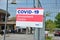 Covid-19 Assessment Centre sign in Scarborough, Ontario, Canada.