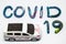 COVID 19 concept, ambulance for transport covid patients to  hospital , Covid 19 new epidemic disease in the world.Ideas from toys