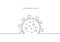 COVID-19 continuous line symbol. Concept Coronavirus, virus silhouette, corona virus inscription one single line on a