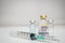 Covid-19 Corona virus vaccine bottle and injection image illustration