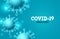 Covid-19 corona virus vector background. Covid-19 coronavirus text in blue background