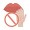 Covid 19 coronavirus, avoid touching mouth, prevention outbreak disease pandemic flat design icon