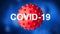 COVID-19 coronavirus banner, 3d illustration. COVID disease theme on dark blue background. Novel SARS-CoV-2 corona virus global