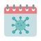 Covid 19 coronavirus, calendar virus quarantine, prevention outbreak disease pandemic flat design icon