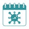 Covid 19 coronavirus, calendar virus quarantine, prevention outbreak disease pandemic line design icon