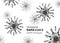 COVID-19 coronavirus concept, poster with gray corona virus icons and inscription SARS-Cov-2 isolated on white background